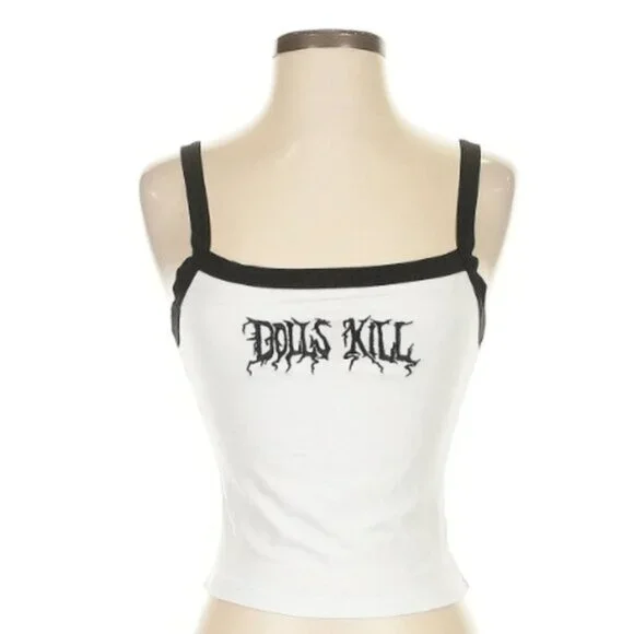 DOLLS KILL embroidered logo crop tank top - Picture 4 of 8